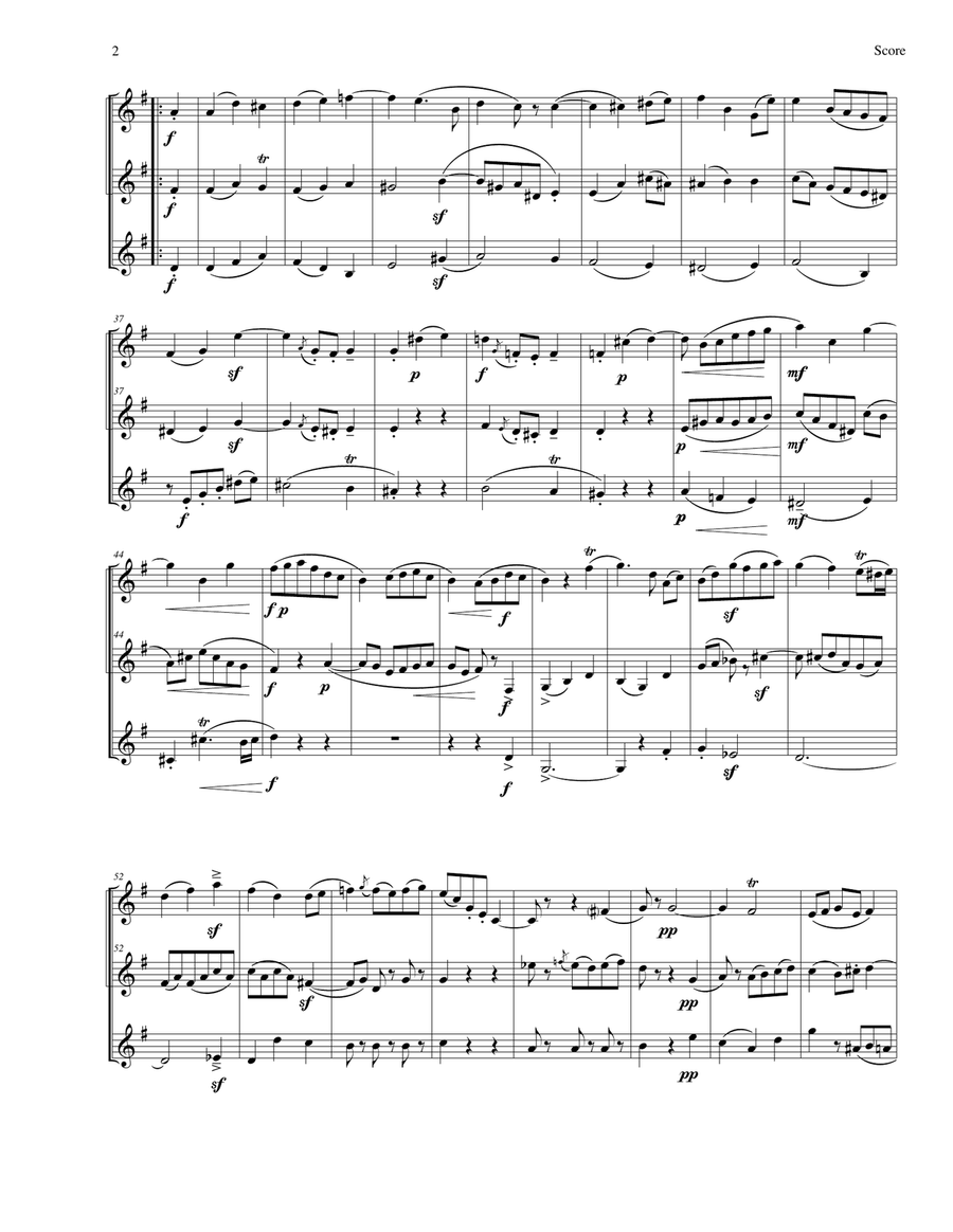 Minuet for Clarinet Trio (2 B-flat and bass clarinet), arranged from the original for three basset h Clarinet Trio scores gallery preview page 2