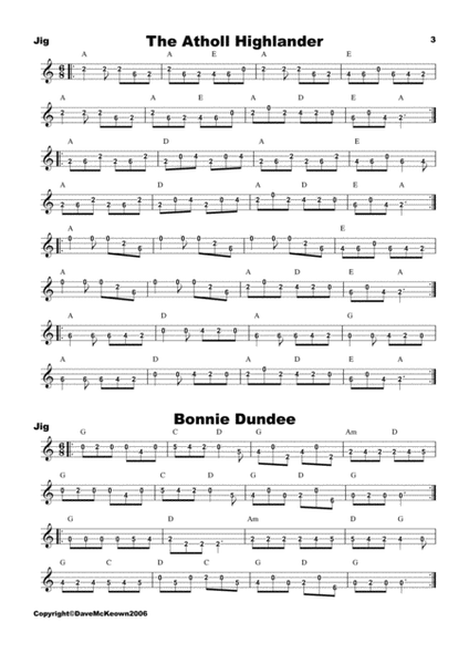 Traditional Scottish Dance Music for 4-String Banjo, CGDA Tab ; 40 Jigs, Marches, Strathspeys and mo image number null