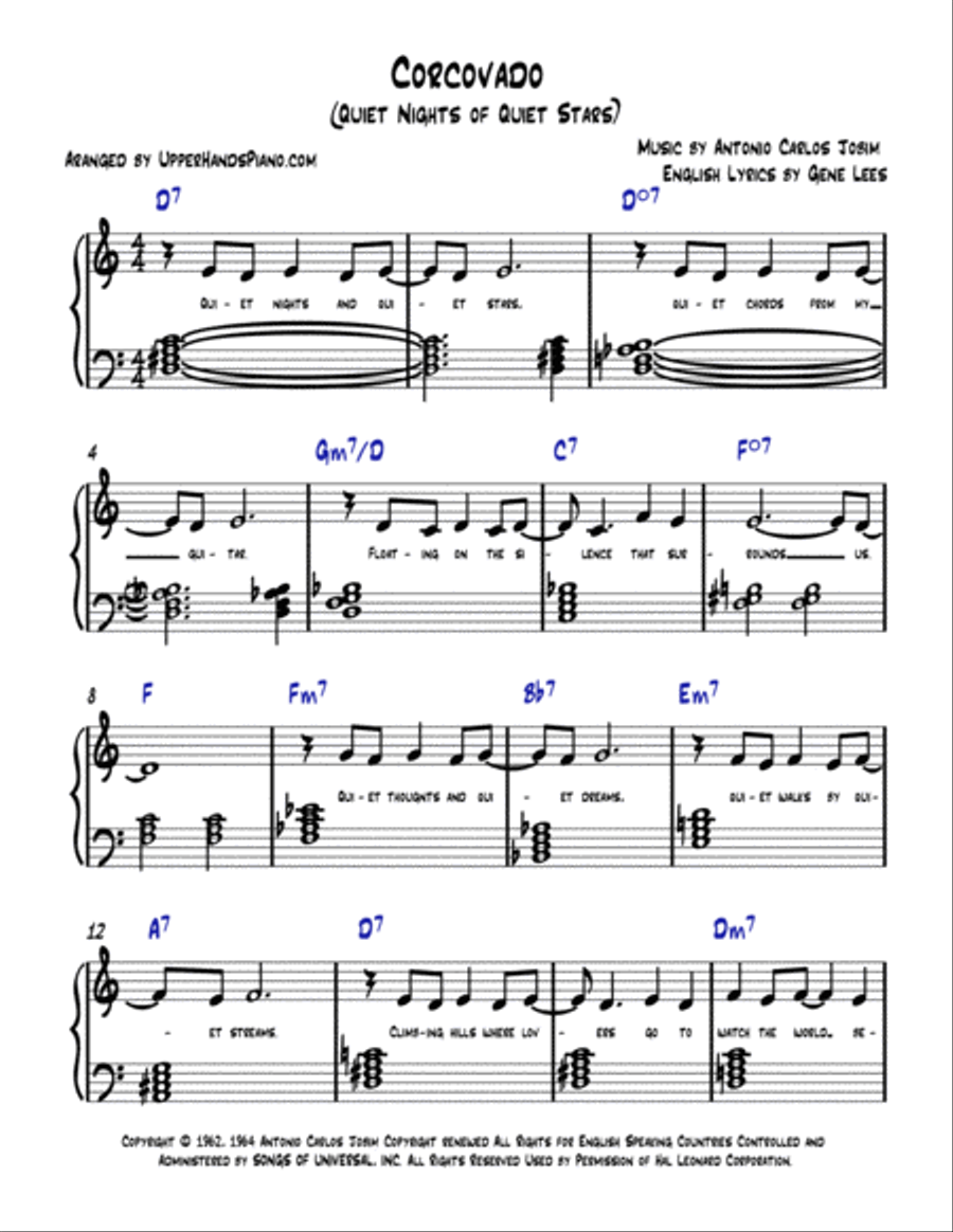 Quiet Nights Of Quiet Stars (Corcovado) Piano, Vocal, Guitar scores gallery preview page 1