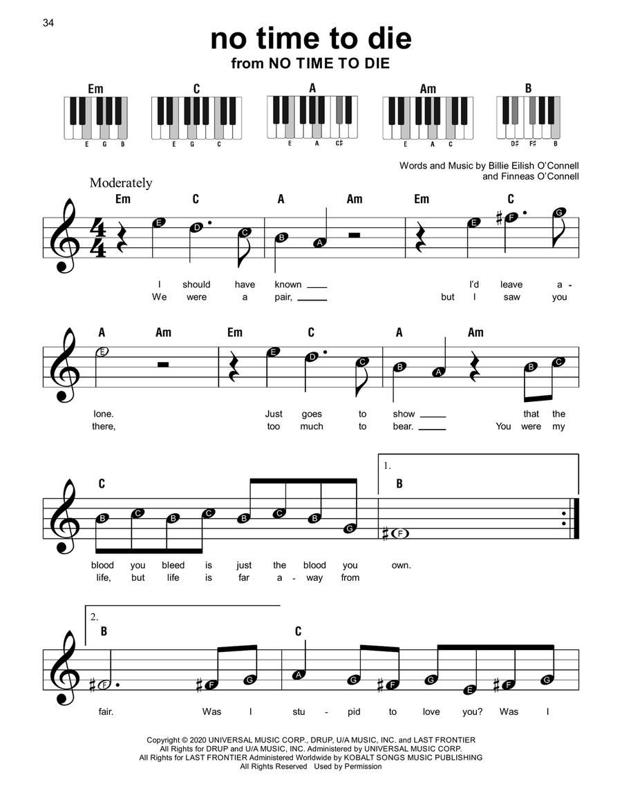 No Time To Die No Time To Die Easy Piano scores gallery preview page 1