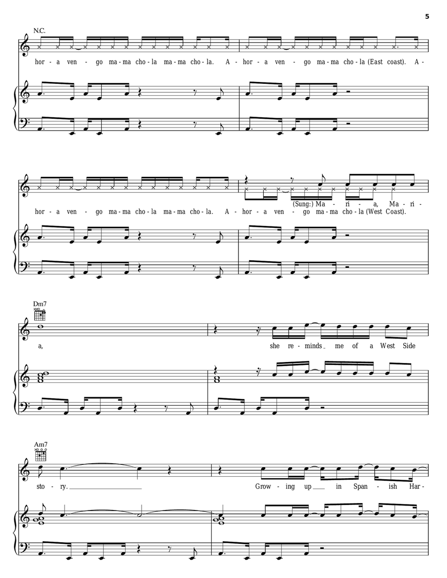 Maria Maria (feat. The Product G&B) Piano, Vocal, Guitar scores gallery preview page 5