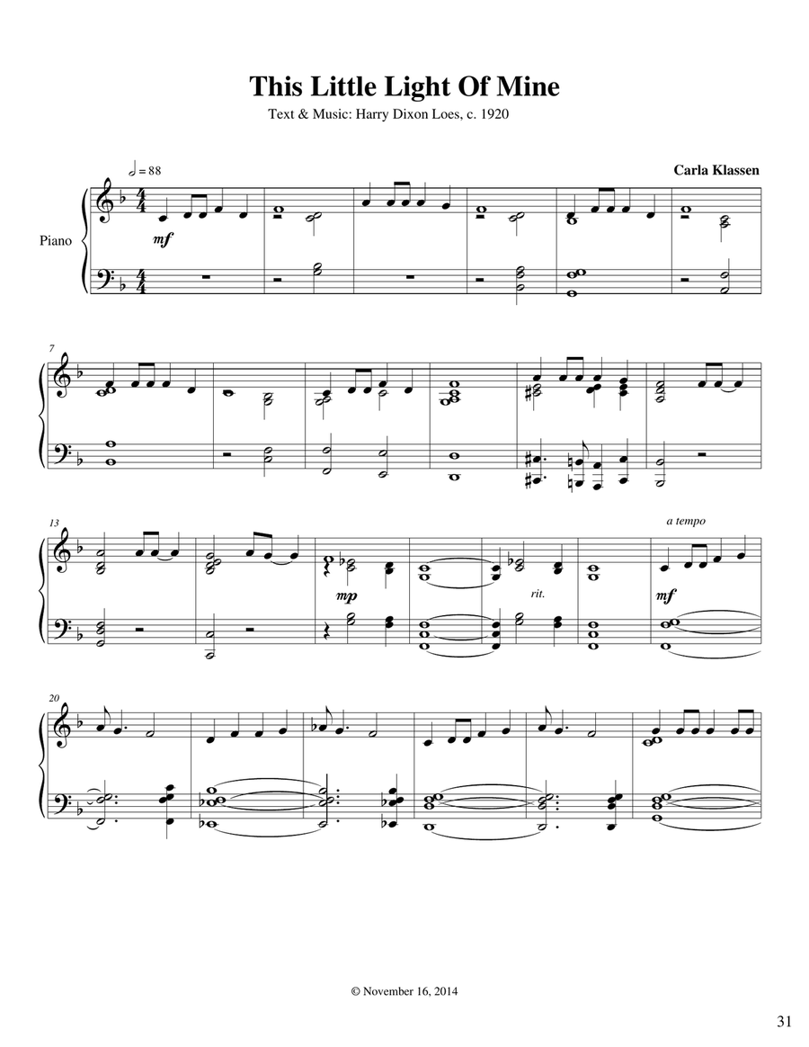 This Little Light Of Mine Piano Solo scores gallery preview page 1
