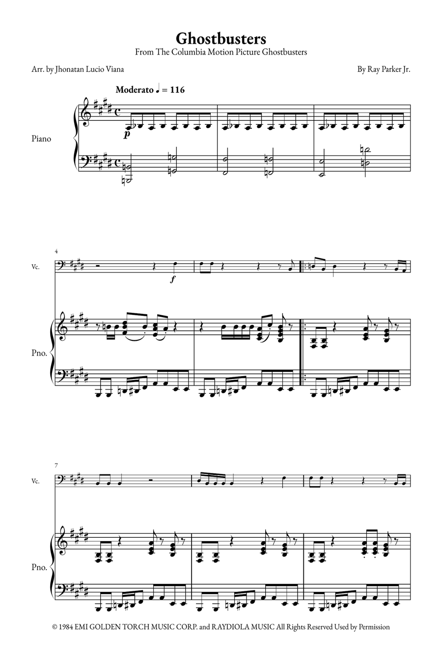 Ghostbusters Piano scores gallery preview page 1
