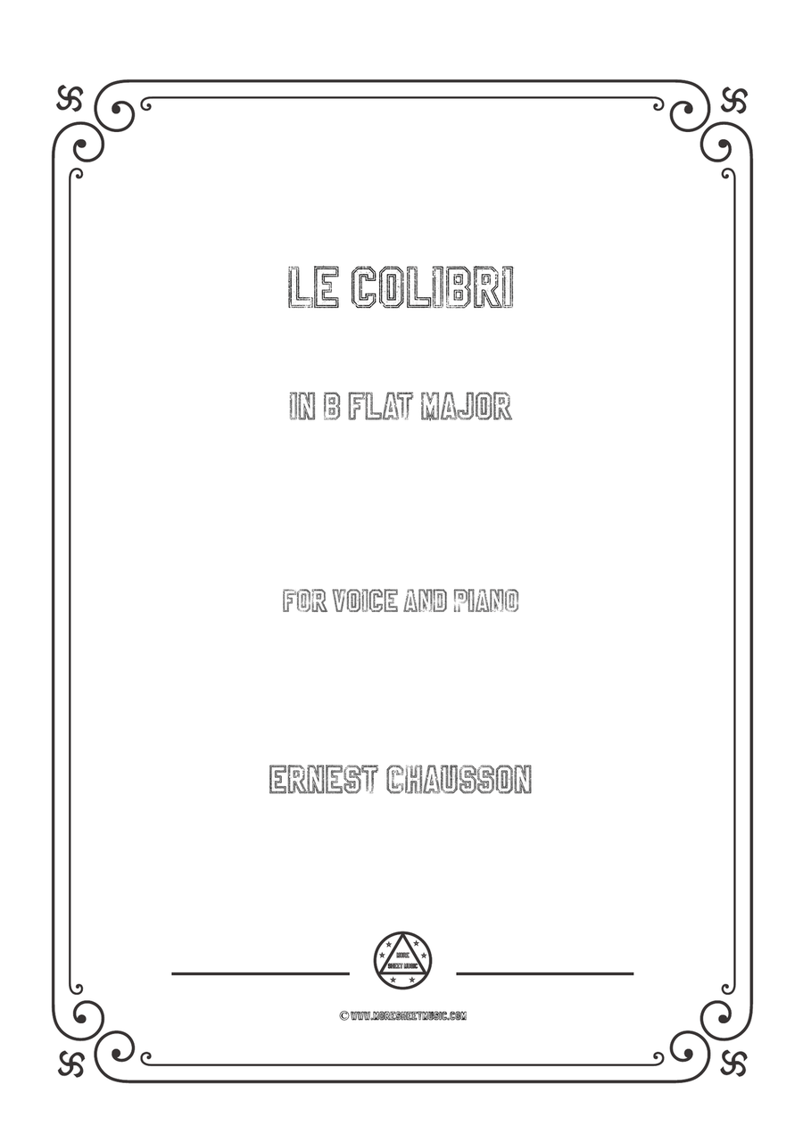 Chausson-Le colibri in B flat Major,for voice and piano Piano, Vocal scores gallery preview page 1