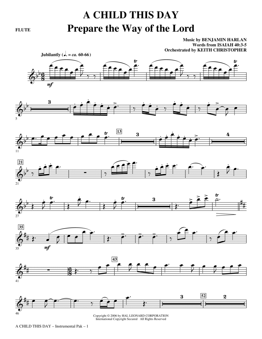 A Child This Day - Flute Choir scores gallery preview page 1