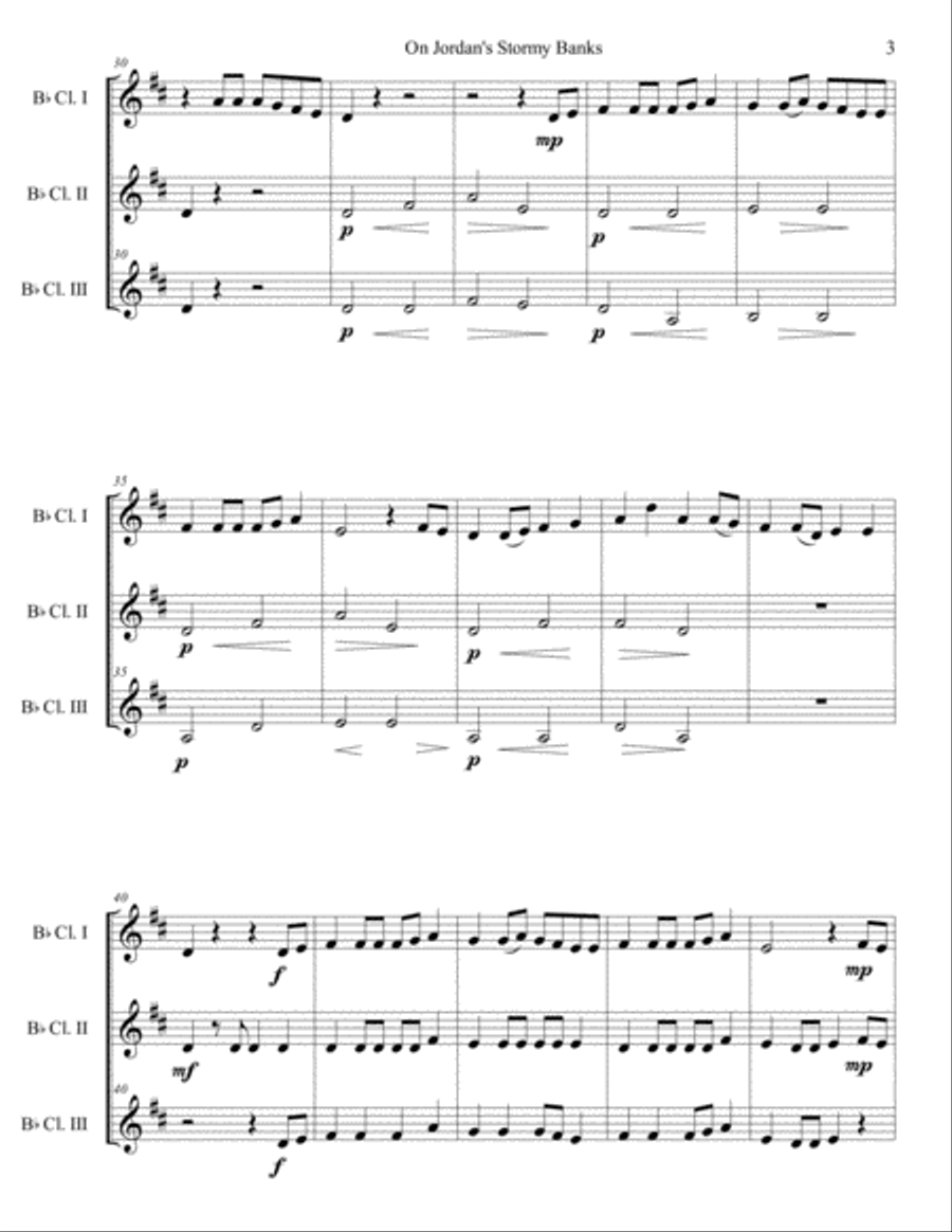 On Jordan's Stormy Banks (Clarinet Trio) Clarinet Trio scores gallery preview page 6