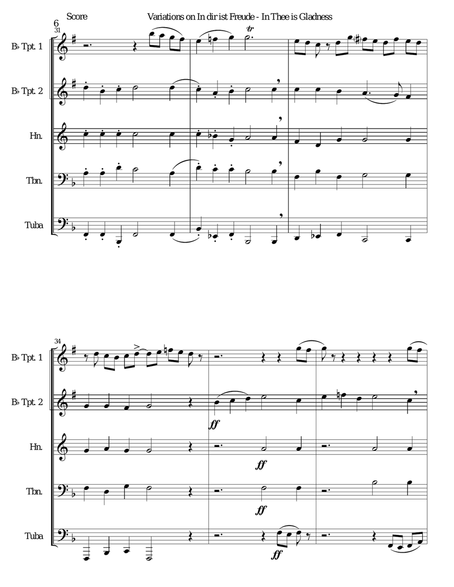 In dir ist Freude (In Thee is gladness) for brass quintet Brass Quintet scores gallery preview page 6