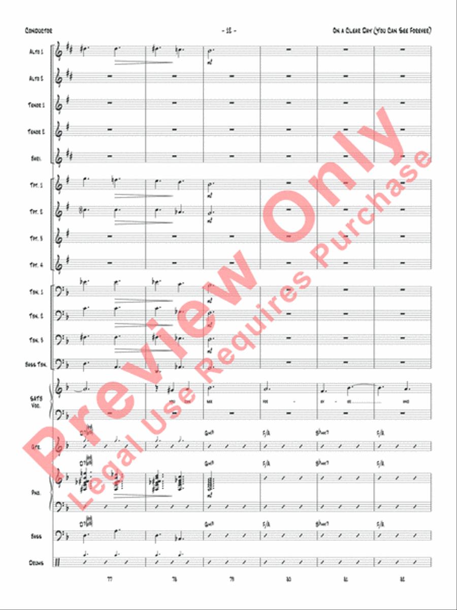 On a Clear Day (You Can See Forever) Jazz Ensemble scores gallery preview page 15