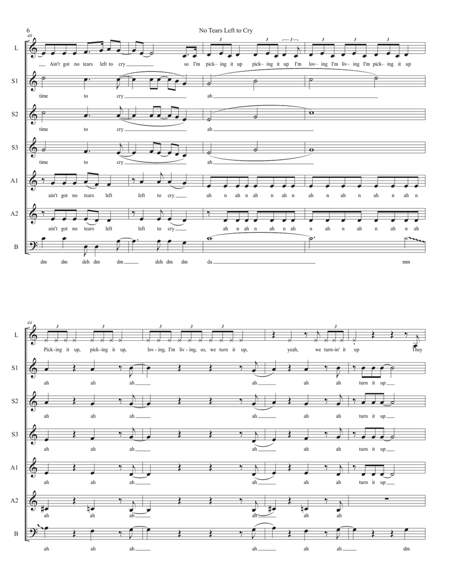 No Tears Left To Cry SSAA scores gallery preview page 6