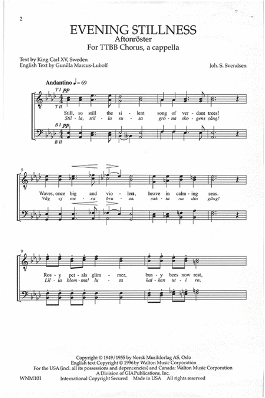 Evening Stillness (Aftonröster) TTBB scores gallery preview page 2