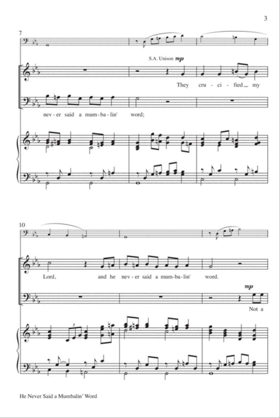 He Never Said a Mumbalin' Word 4-Part scores gallery preview page 3