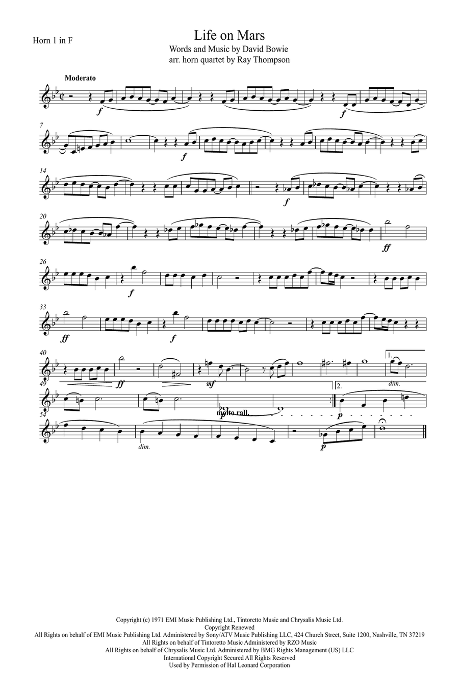 Life On Mars Brass Quartet scores gallery preview page 3