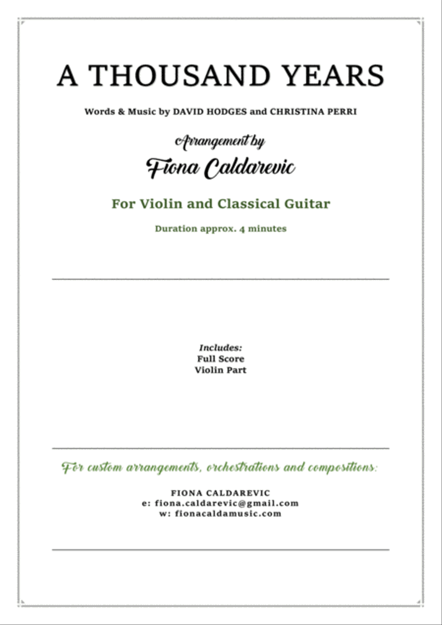 A Thousand Years String Duet scores gallery preview page 1