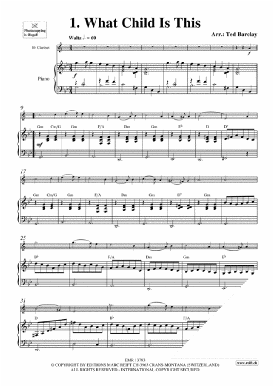 10 Easy Christmas Solos Clarinet Solo scores gallery preview page 3
