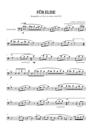 Beethoven • Für Elise / Pour Elise • violoncello sheet music