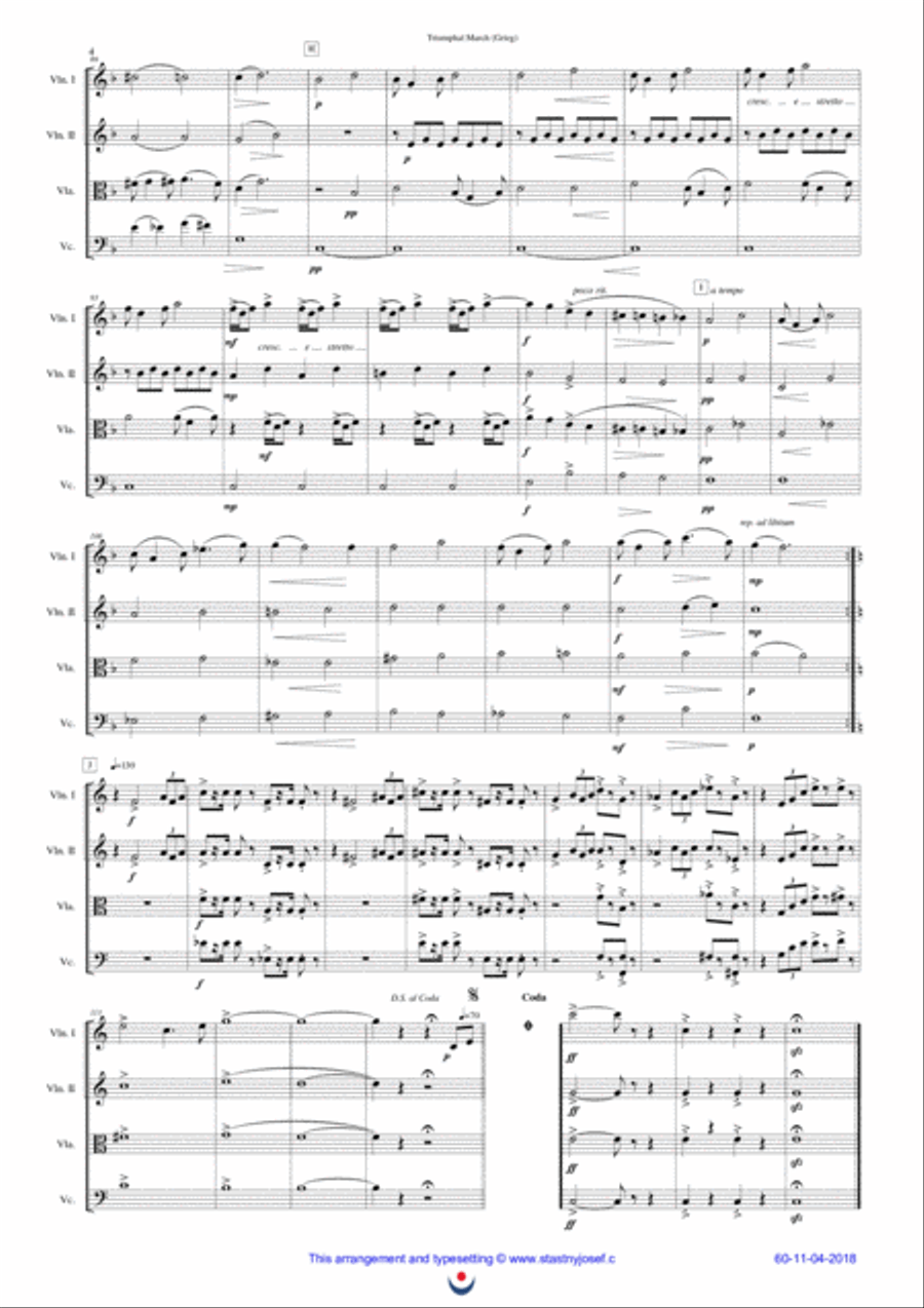 Triumphal March (Grieg) Triumphal March (Grieg) String Quartet scores gallery preview page 4