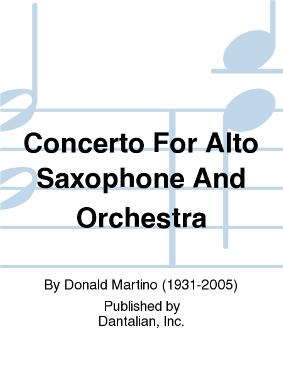 Concerto For Alto Saxophone And Orchestra