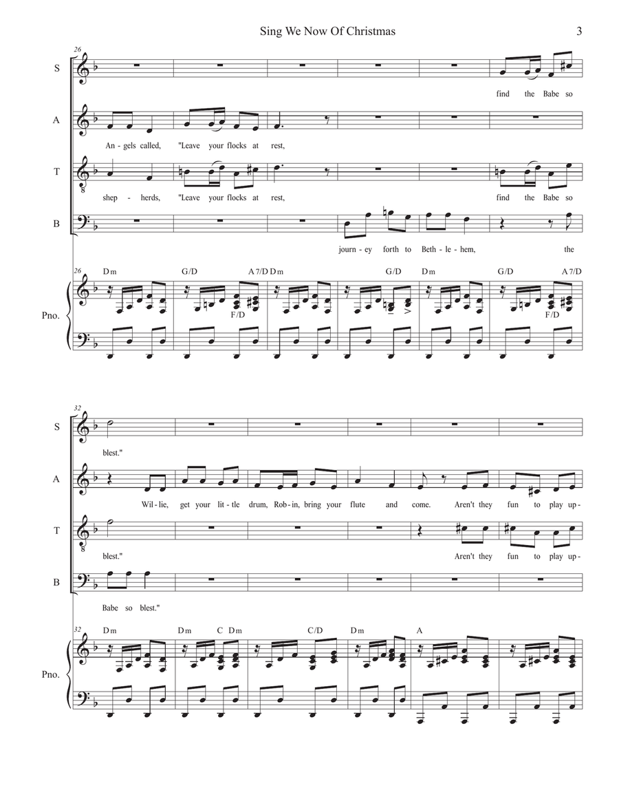 Sing We Now Of Christmas (Noël Nouvelet) (Vocal Quartet - (SATB) 4-Part scores gallery preview page 3