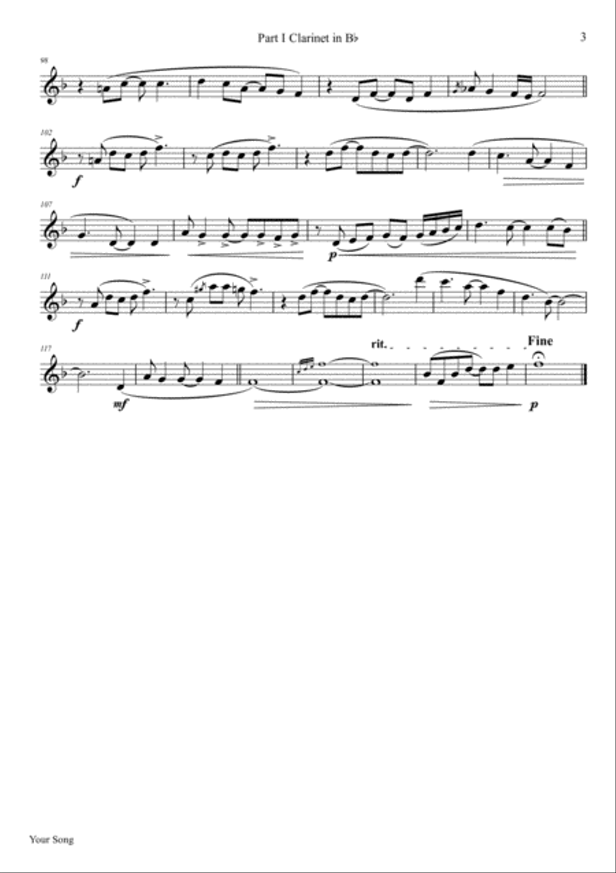 Your Song Clarinet Trio scores gallery preview page 6
