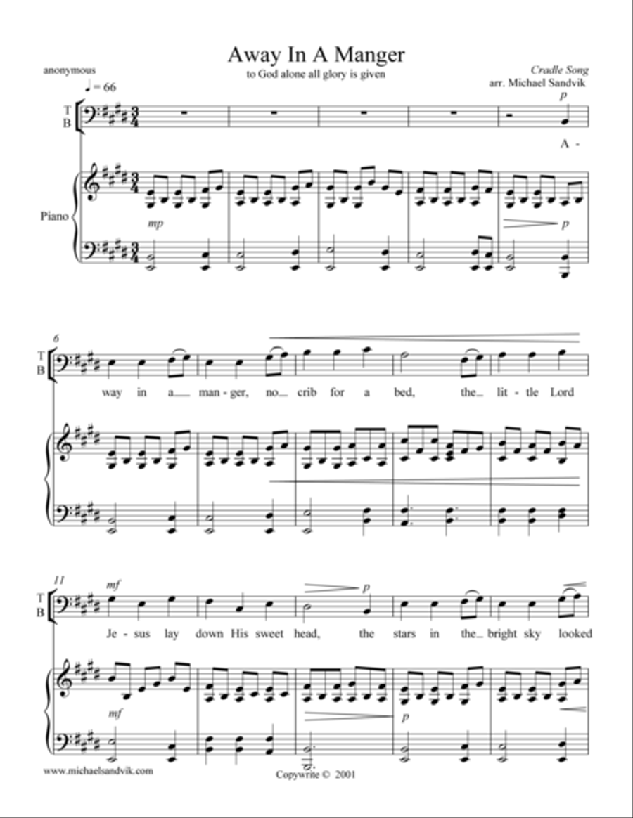 Away In A Manger 4-Part scores gallery preview page 1