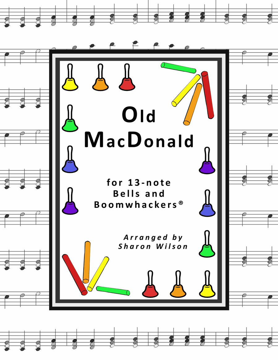 Old MacDonald Had a Farm (for 13-note Bells and Boomwhackers with Black and White Notes) Handbell Choir scores gallery preview page 1