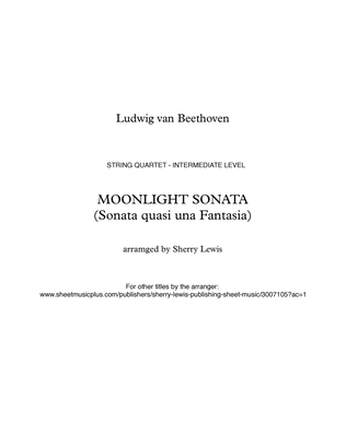 Book cover for MOONLIGHT SONATA (Sonata quasi una Fantasia), Beethoven, String Quartet, Intermediate Level for 2 vi