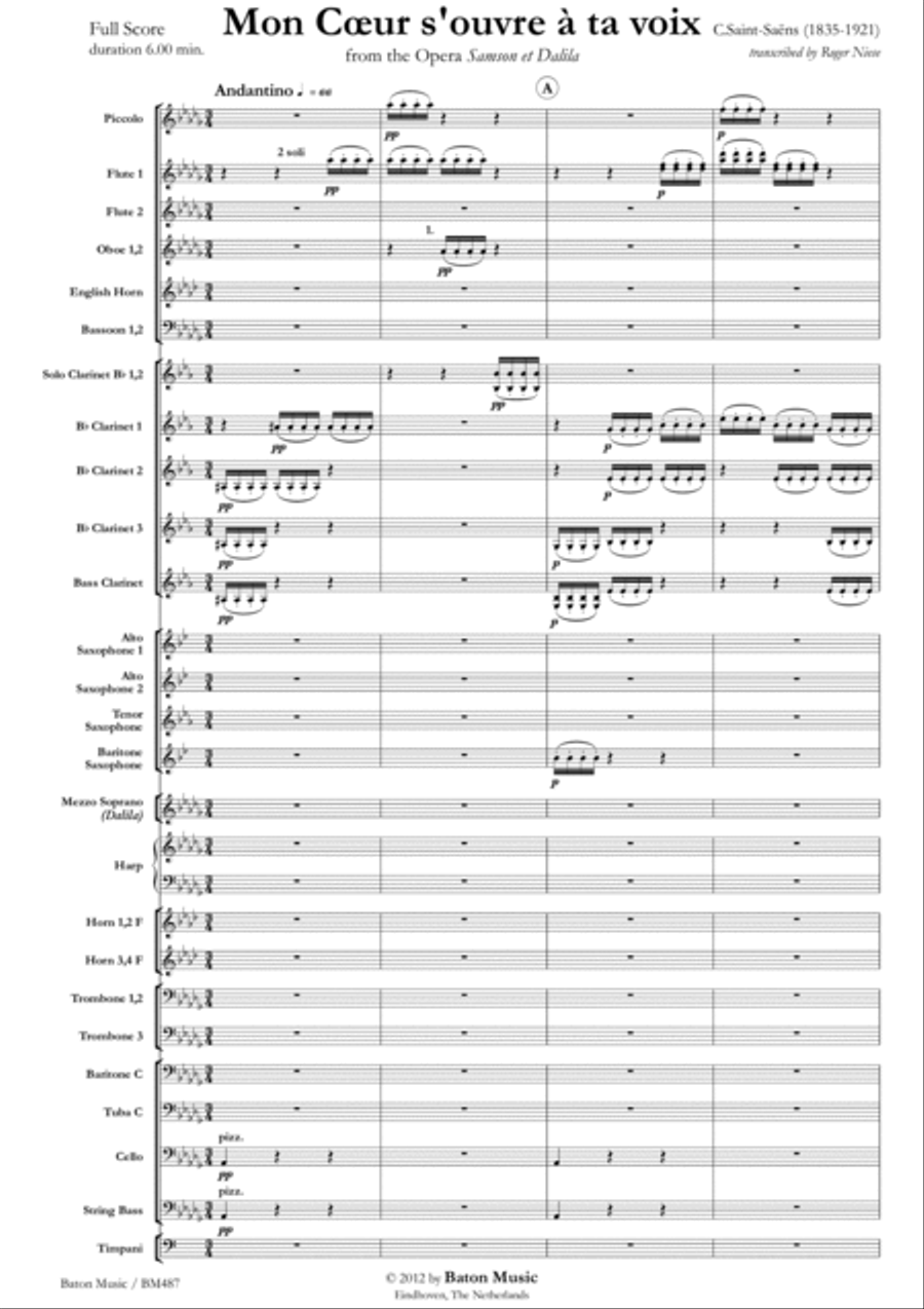 Mon Cœur s'ouvre à ta voix Concert Band scores gallery preview page 2