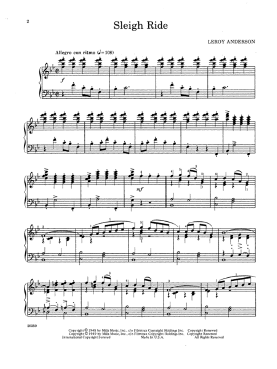 Sleigh Ride Sleigh Ride Piano Solo scores gallery preview page 2