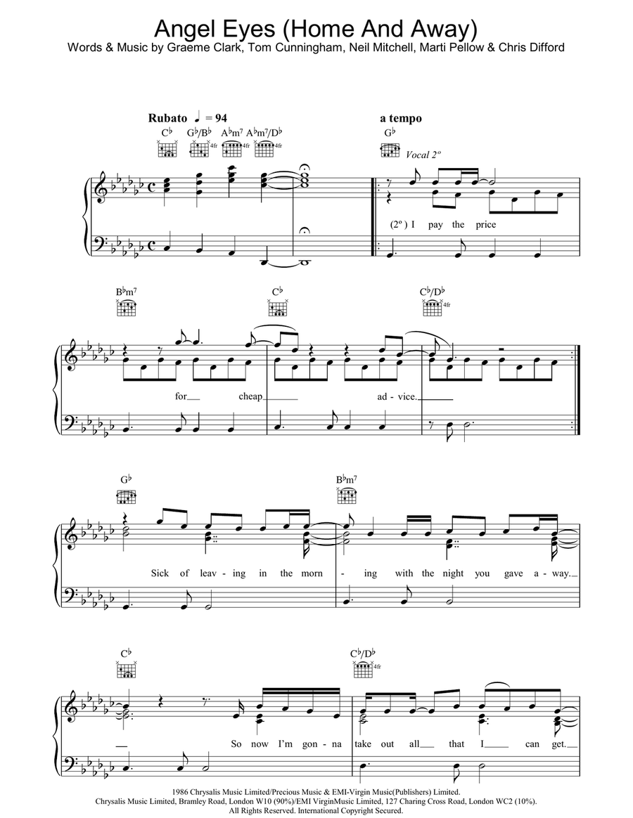 Angel Eyes (Home And Away) Acoustic Guitar scores gallery preview page 1
