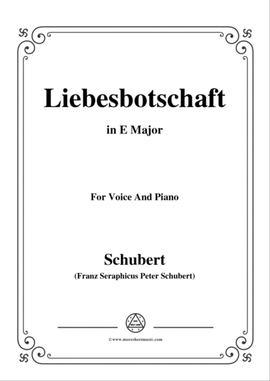 Schubert-Liebesbotschaft,from 'Schwanengesang(Swan Song)',D.957 No.1,in E Major Voice scores gallery preview page 1