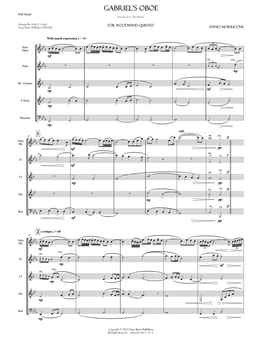 Gabriel's Oboe Woodwind Quintet scores gallery preview page 2
