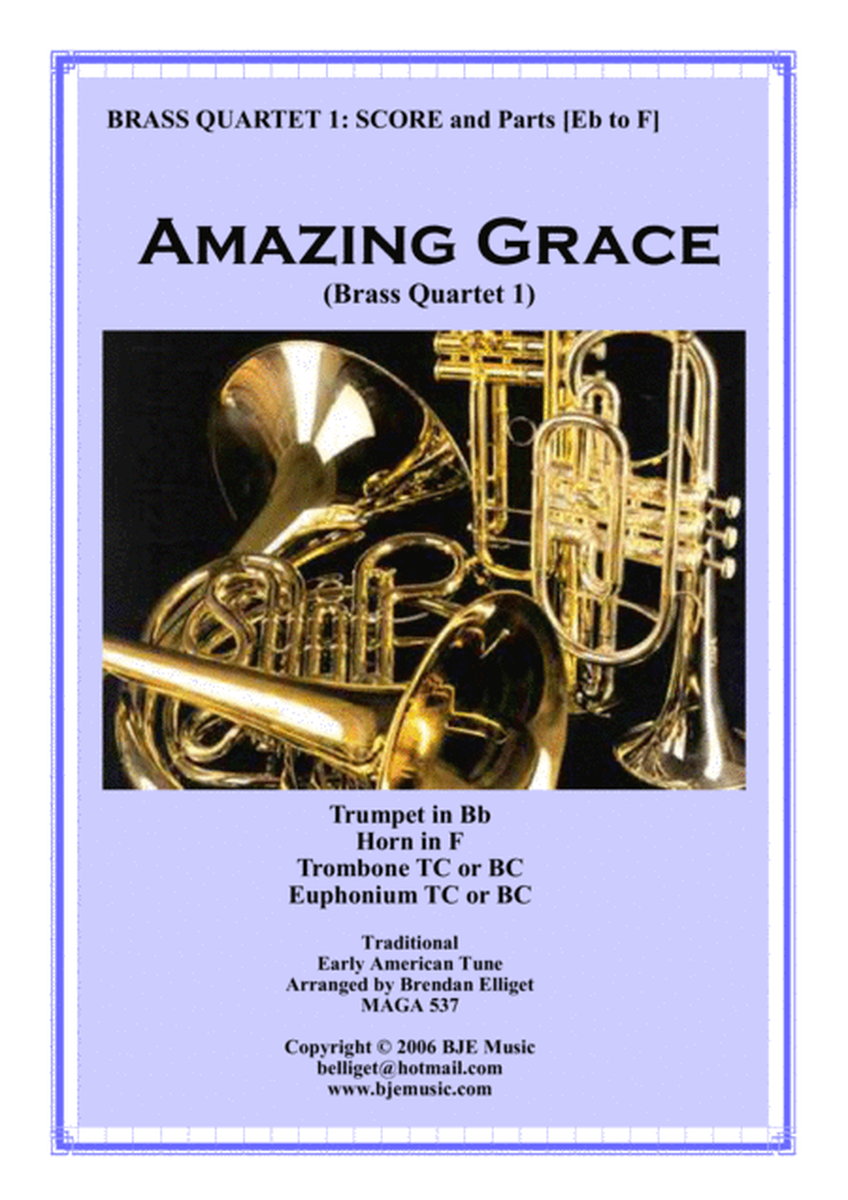 Amazing Grace - Brass Quartet No. 1 PDF Score and Parts PDF image number null