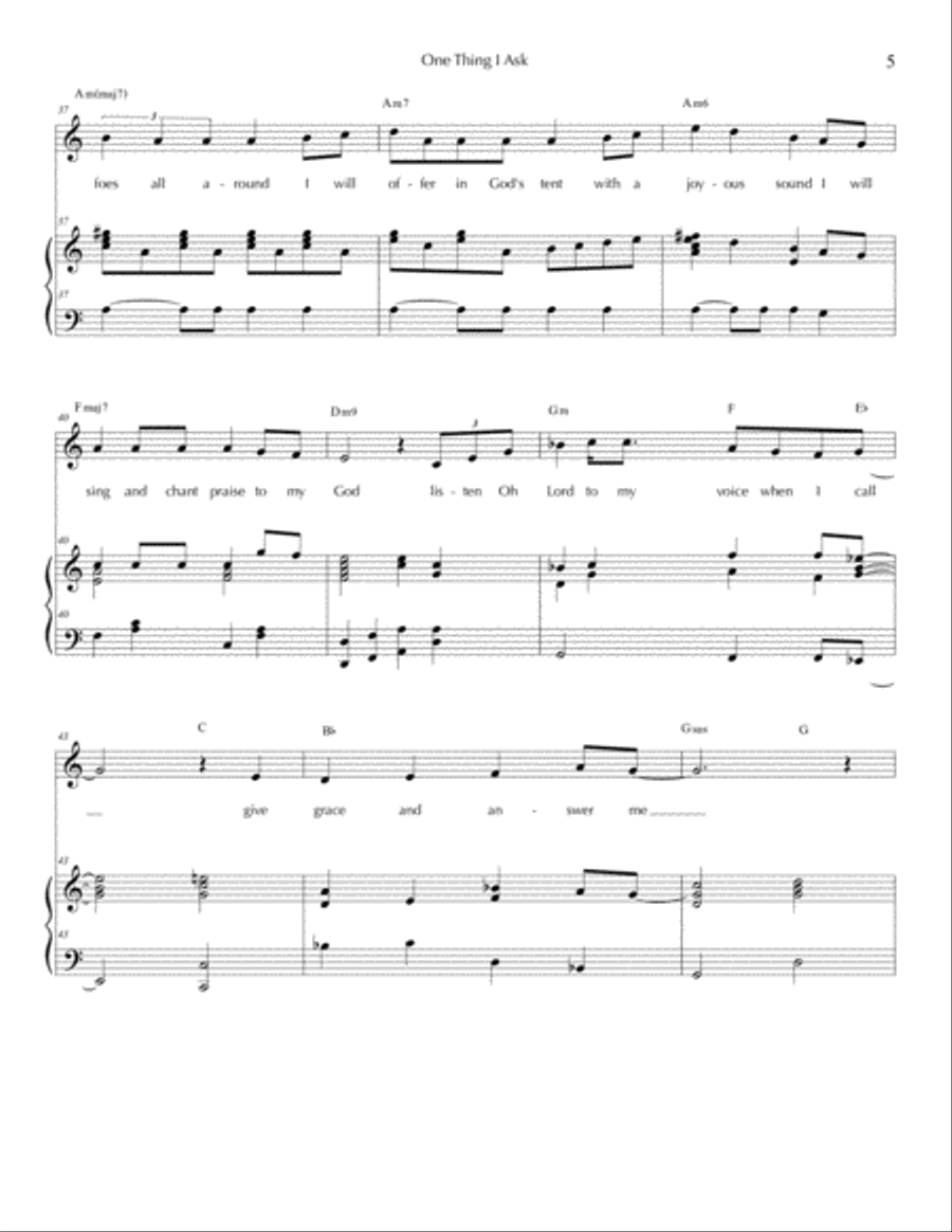 One Thing I Ask - Psalm 27 Piano, Vocal, Guitar scores gallery preview page 5