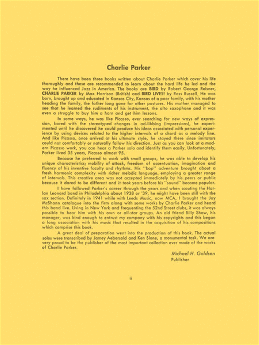Charlie Parker Omnibook – Volume 1 – Transcribed Exactly from His Recorded Solos E-Flat Instrument scores gallery preview page 2