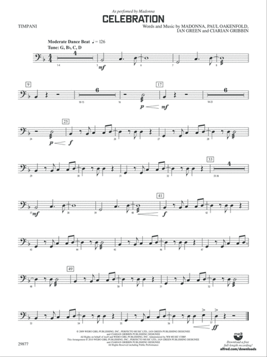Celebration: Timpani Celebration: Timpani Concert Band scores gallery preview page 1