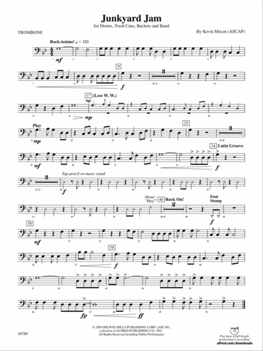 Junkyard Jam: 1st Trombone Concert Band scores gallery preview page 1