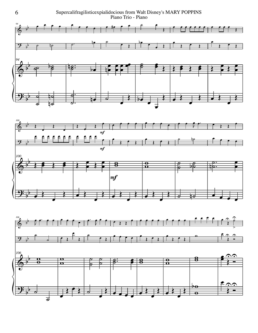 Supercalifragilisticexpialidocious from Walt Disney's MARY POPPINS Piano Trio scores gallery preview page 6