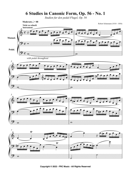 Schumann: 6 Studies in Canonic Form, Op. 56 - No. 1, Nicht zu schnell (Grand Piano) image number null