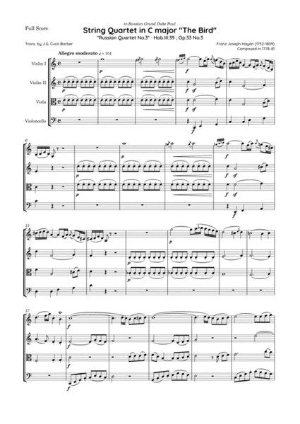 Haydn - String Quartet in C major, Hob.III:39 ; Op.33 No.3 · "Russian Quartet No.3 - The Bird"