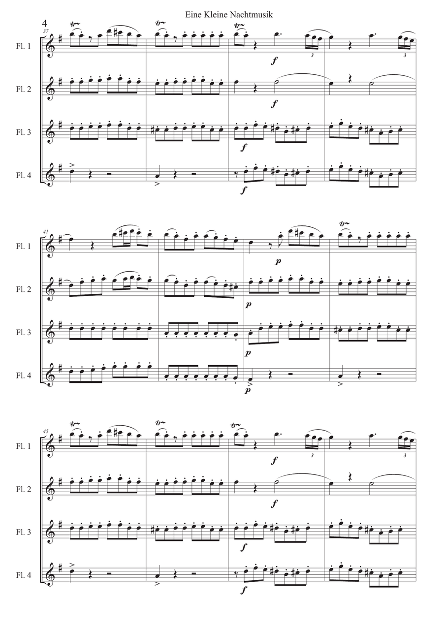 Eine Kleine Nachtmusik - Flute quartet Flute Quartet scores gallery preview page 4