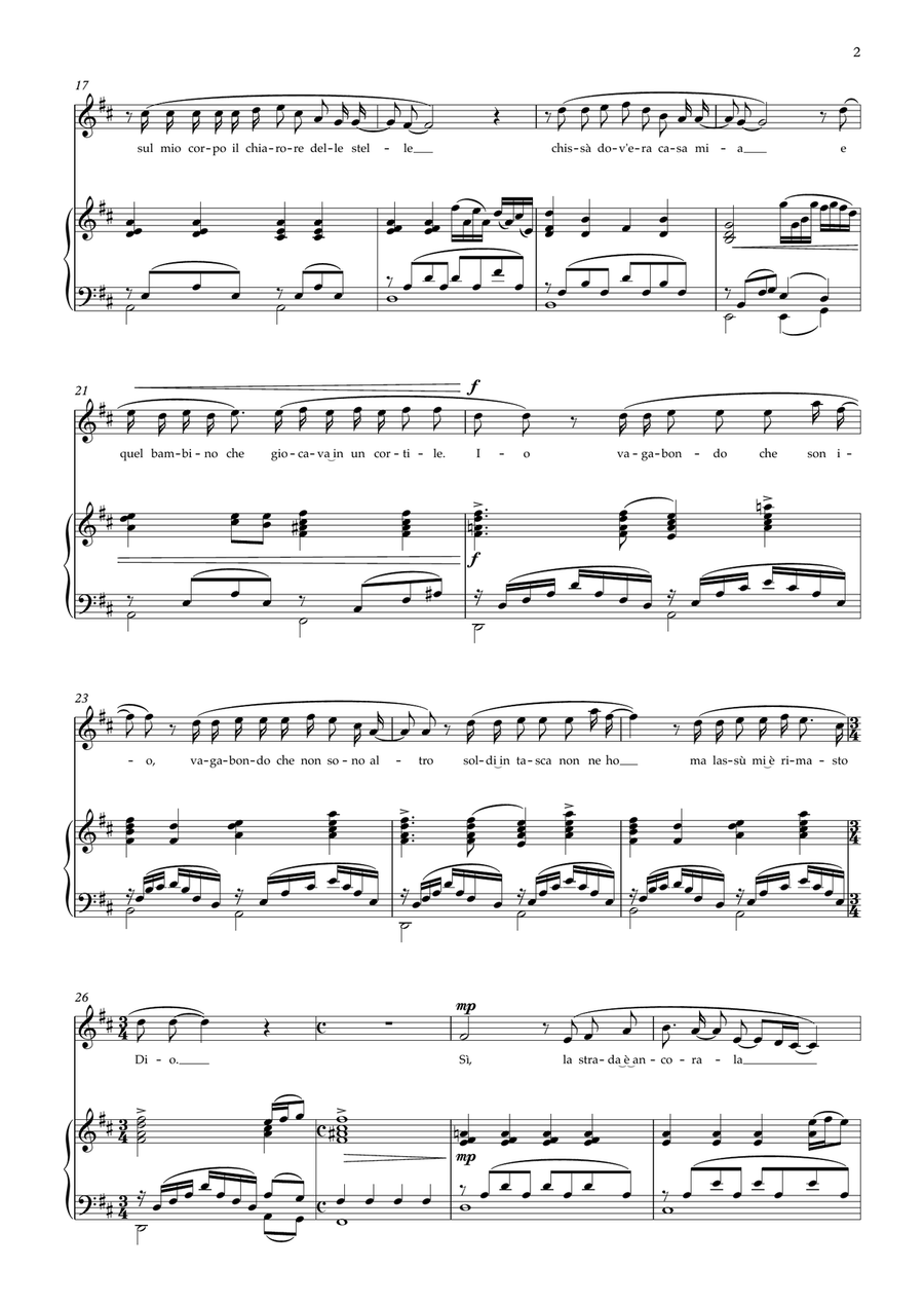 Io Vagabondo (che Non Sono Altro) Piano, Vocal scores gallery preview page 2