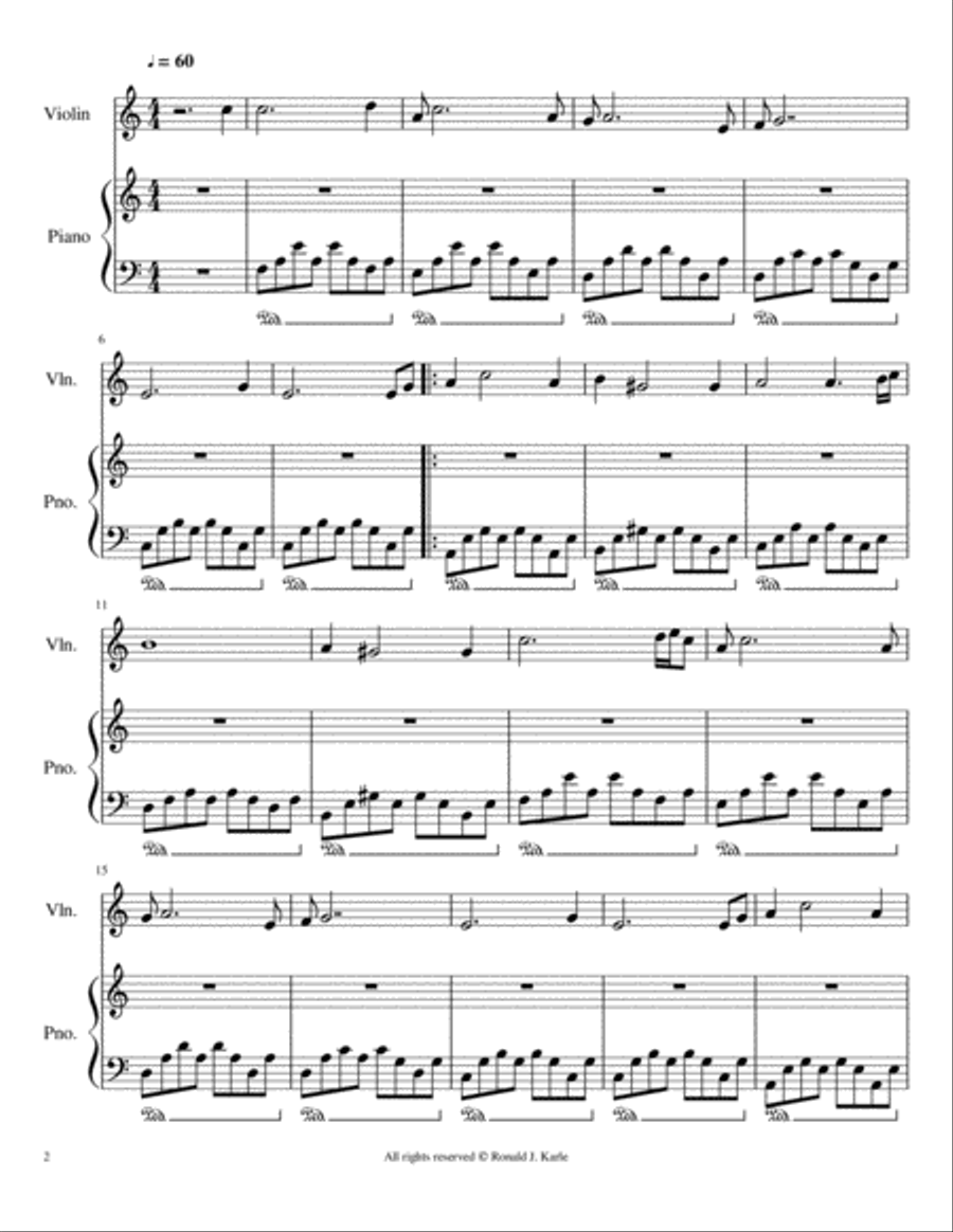 Nocturne #239 for Piano and Violin Violin Solo scores gallery preview page 2