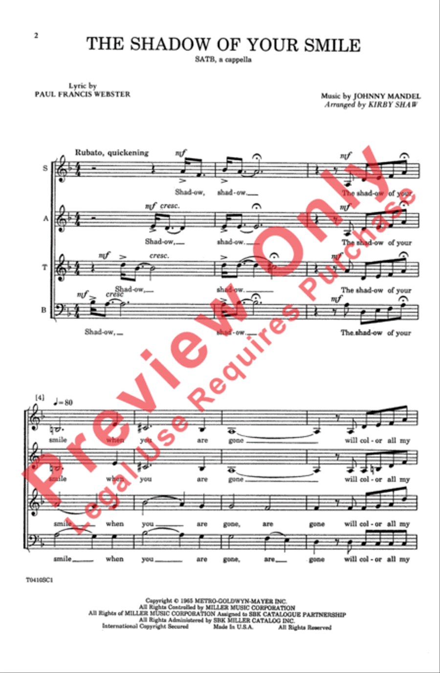 The Shadow of Your Smile 4-Part scores gallery preview page 2