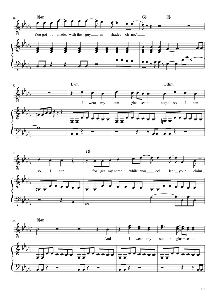 Sunglasses At Night Voice scores gallery preview page 5
