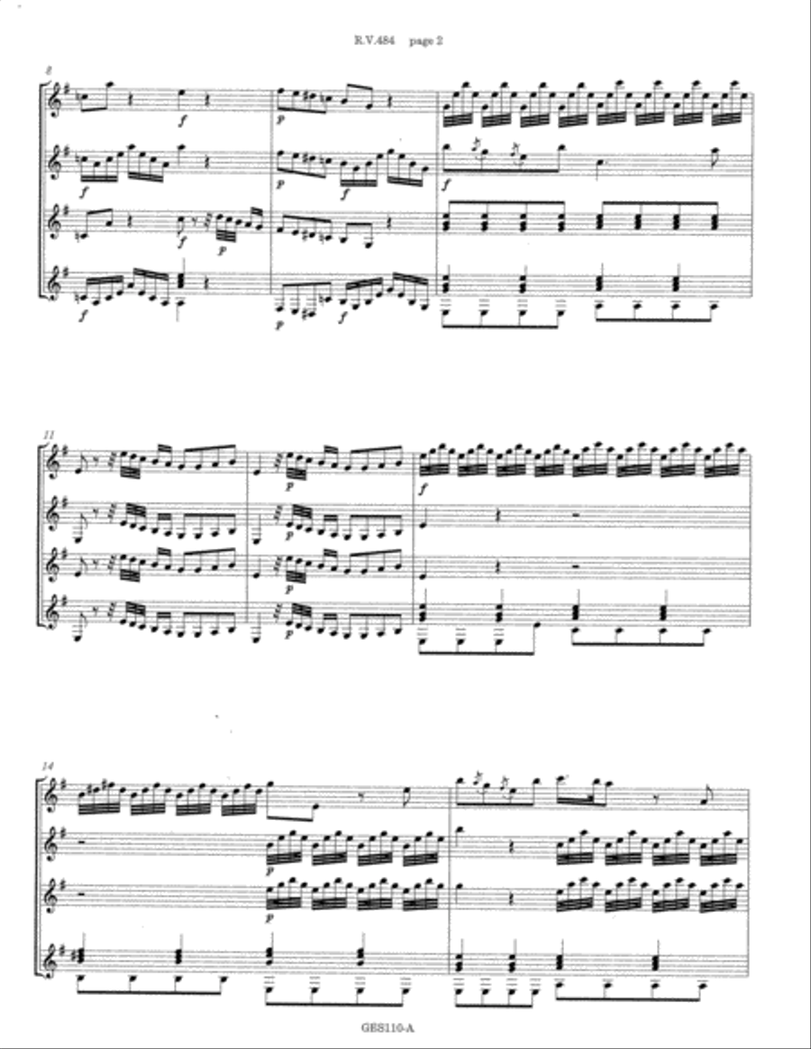 Concerto in Em (for bassoon and strings) R. V. 484 arranged for guitar quartet Small Ensemble scores gallery preview page 4