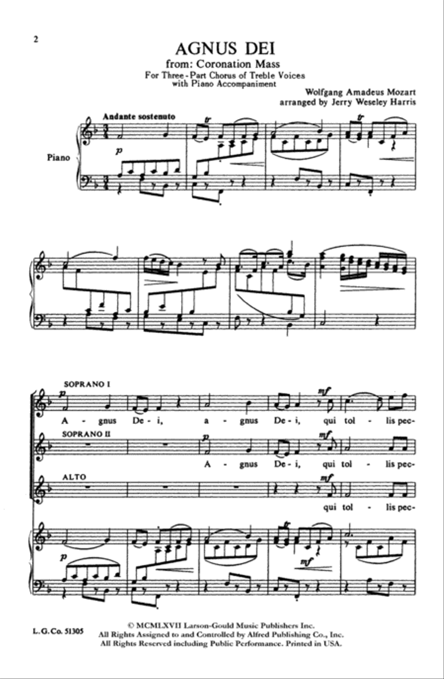 Agnus Dei (from Coronation Mass) Choir scores gallery preview page 1