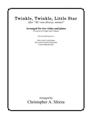 Book cover for Twinkle, Twinkle, Little Star, for two violas and piano