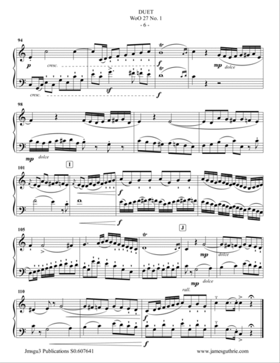 Beethoven: Duet WoO 27 No. 1 for Trumpet & Bass Trombone Brass Duet scores gallery preview page 6