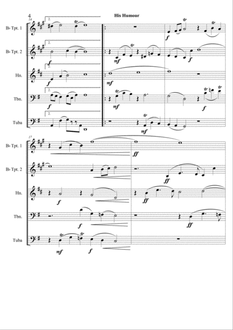 His Humour (Giles Farnaby's) Fitzwilliam Virginal Book #196 Brass Ensemble scores gallery preview page 4