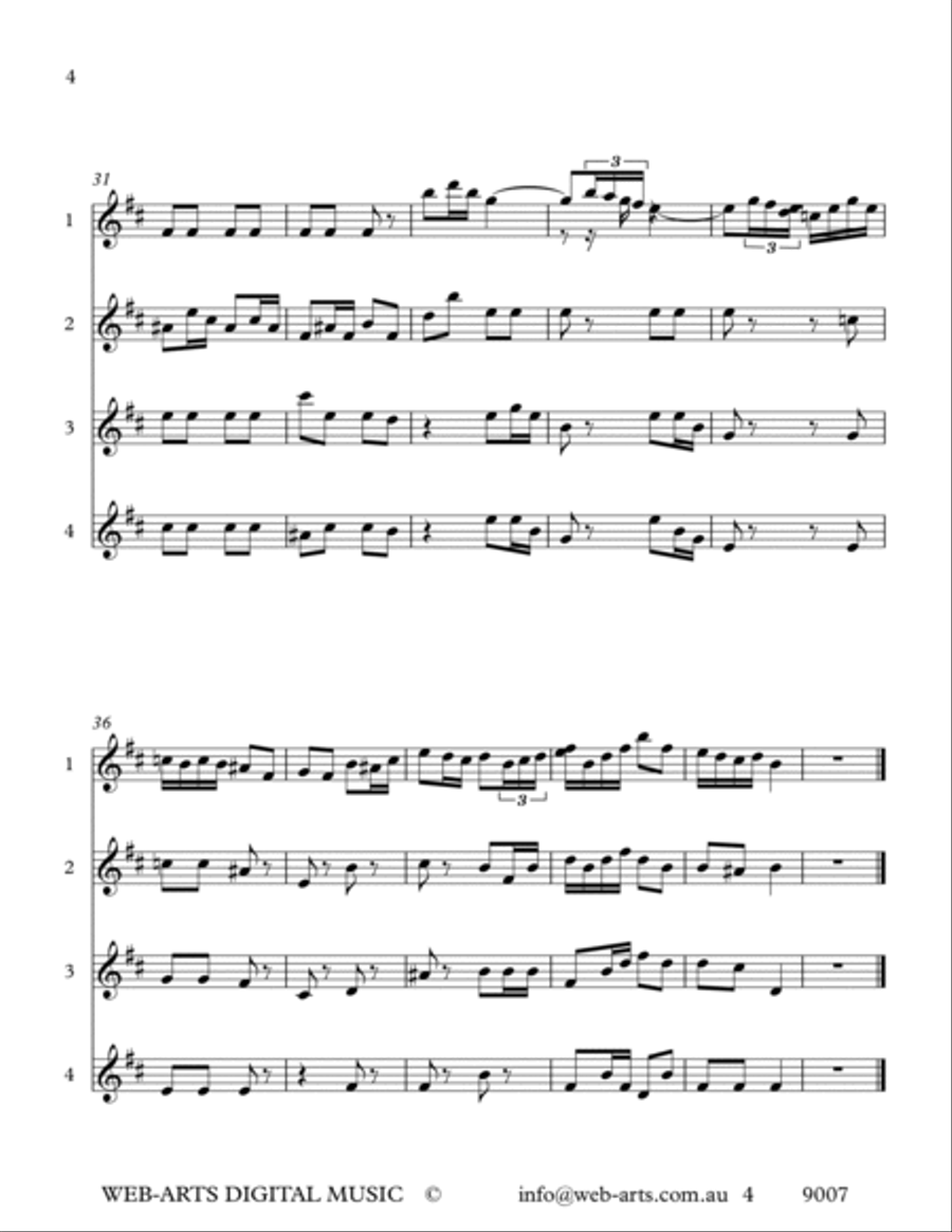 BADINERIE from Suite in B minor for 4 flutes (4 9007) - BACH + Flute Quartet scores gallery preview page 4
